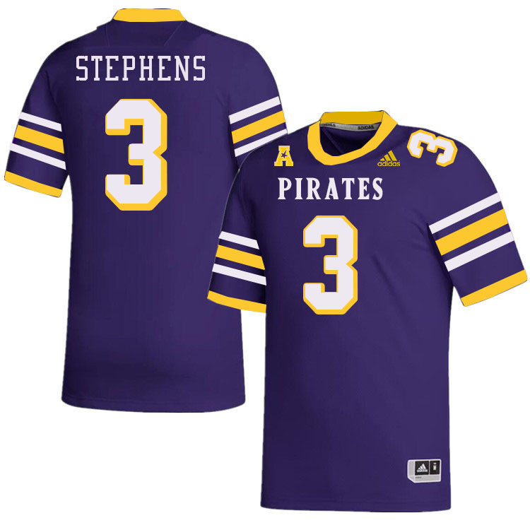 Men #3 Chad Stephens ECU Pirates College Football Jerseys Stitched-Throwback